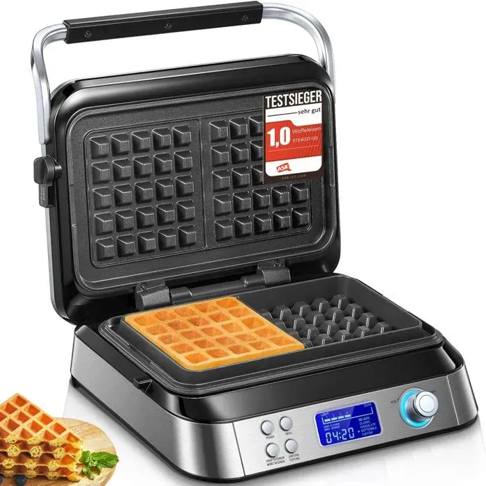 Gaufrier Gaufre Belge Gaufrier Double Intelligent Pro Avec Affichage Led 2 Tranches 5 Programmes Différents 7 Niveaux De[PE539]