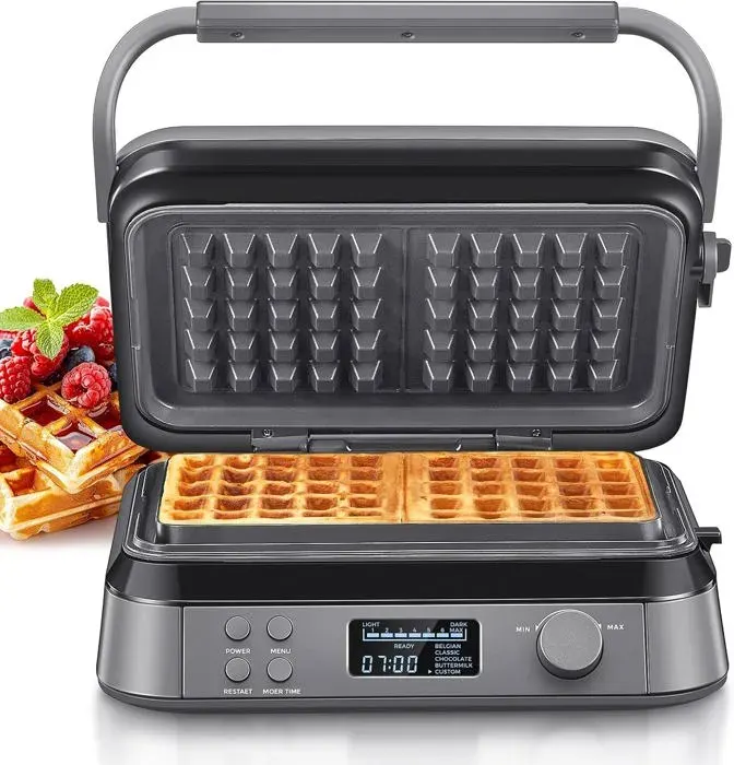 Gaufrier Gaufre Belge Gaufrier Double Intelligent Pro Avec Affichage Led 2 Tranches 5 Programmes DifféRents 7 Niveaux De