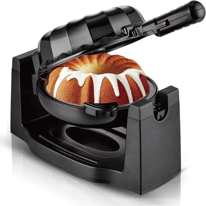 Gaufrier‑machine à gâteau rotatif électrique 1800W Revêtement antiadhésif à chaleur uniforme pour cuisine maison et commerciale