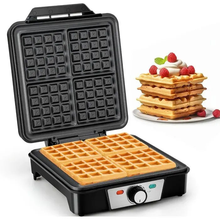 Gaufrier Machine À Gaufre Pour 4 Gaufres Appareil A Gauffre 1200W Waffle Maker Température Automatique