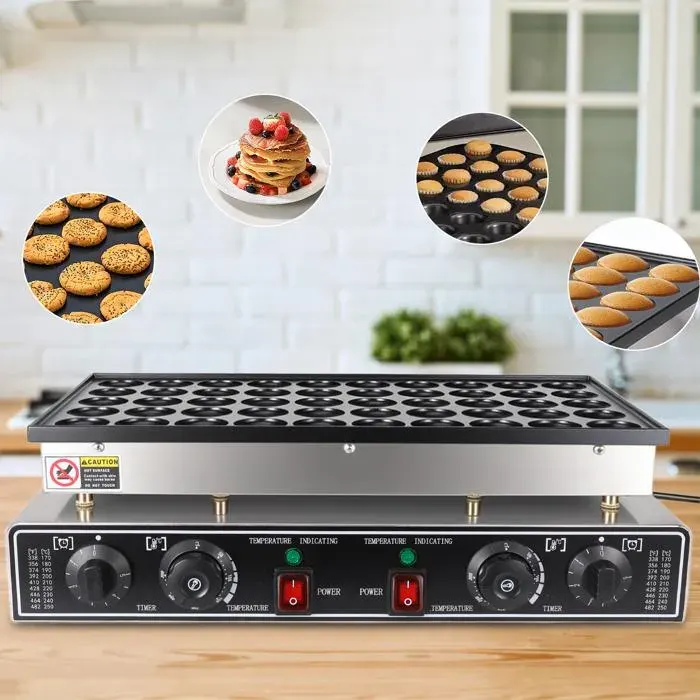 Gaufrier Machine de fabrication de muffins à 50 trous à muffins électrique antiadhésive 1800W machine en fer crêpes hollandaise