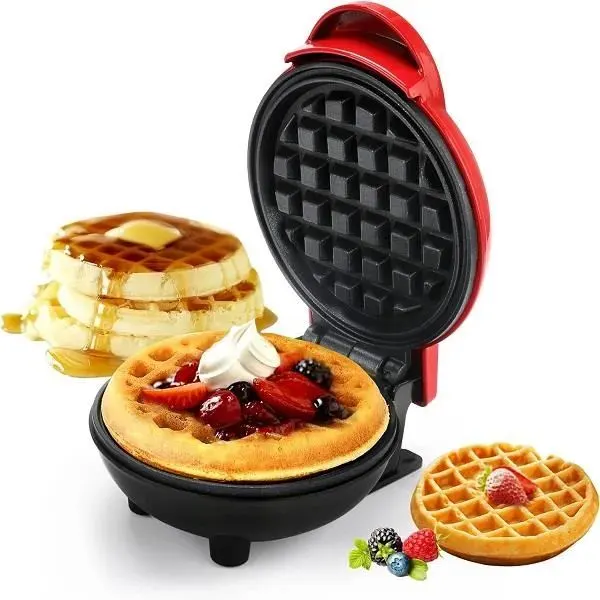 Gaufrier Mini - AQSACOKIYA - 10 cm - Antiadhésif - 350W - Design Compact