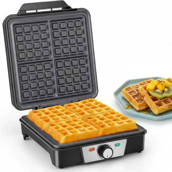 Gaufrier Mini Gaufrier Professionnel Pour Gaufres Classiques 1200W Machine À Gaufres Multifonctions Et Croques 4 Tranches Waffl