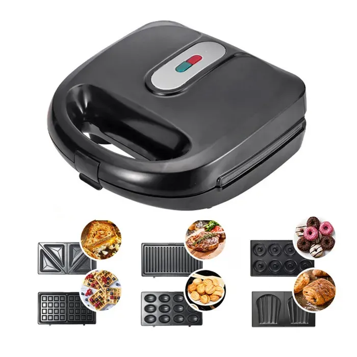 Gaufrier multifonction LANGTU- Croque Monsieur Gaufrier et Grill 6 en 1 - Beignets Madeleine - 750W nior