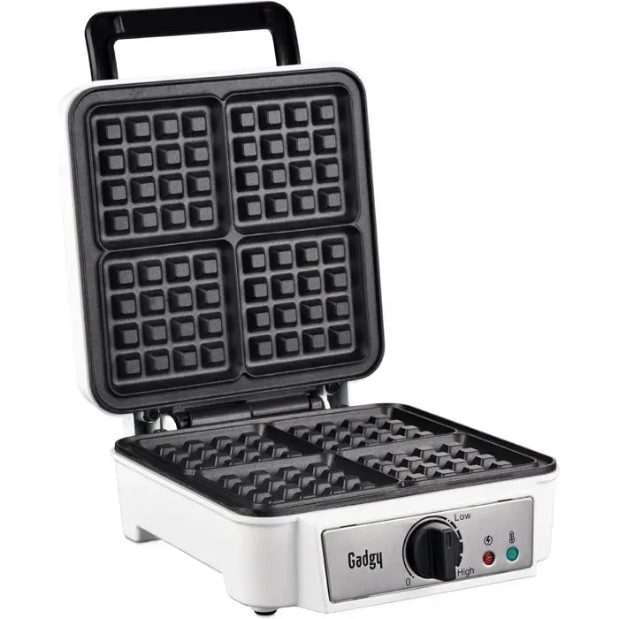 Gaufrier Professionnel 1200W – Appareil À Gaufres Pour 4 Gaufres De 8X8Cm – Chauffe Rapide Thermostat Réglable –Facile À R[AA69]