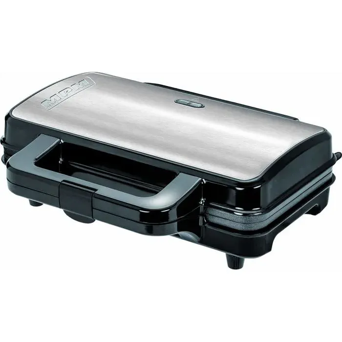 Gaufrier Professionnel pour 2 Gaufres Belges Épaisses Plaques Antiadhésives MPM MGO-20M 1000W Noir/Argent
