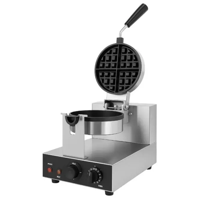 Gaufrier rond professionnel - Rotatif 4x4 - 1600W - Temp. 50–300°C - Plaques Ø180 mm