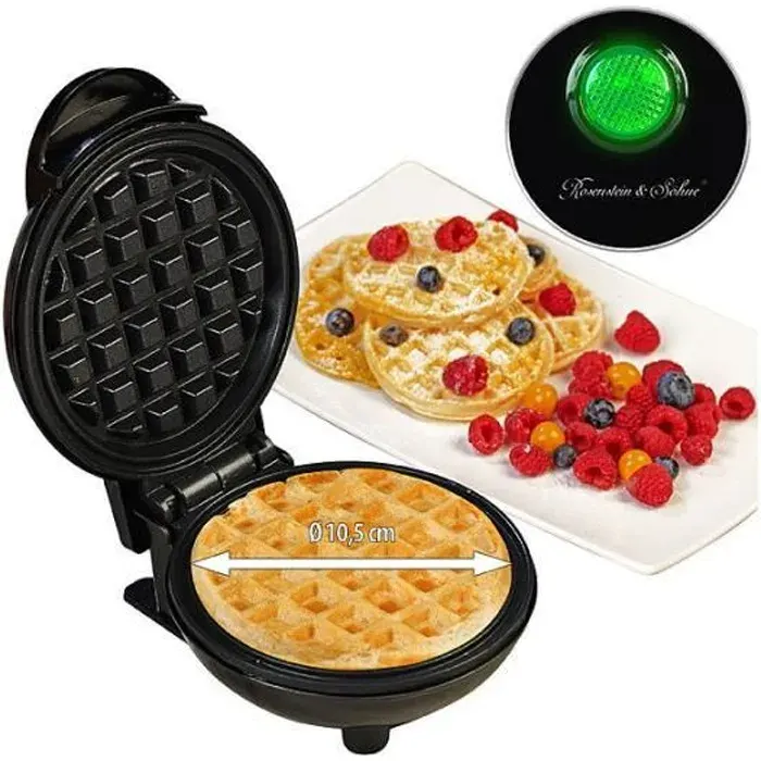 Gaufrier - ROSENSTEIN & SOHNE - Mini gaufrier - Revêtement antiadhésif - 350 W - 1 gaufre belge
