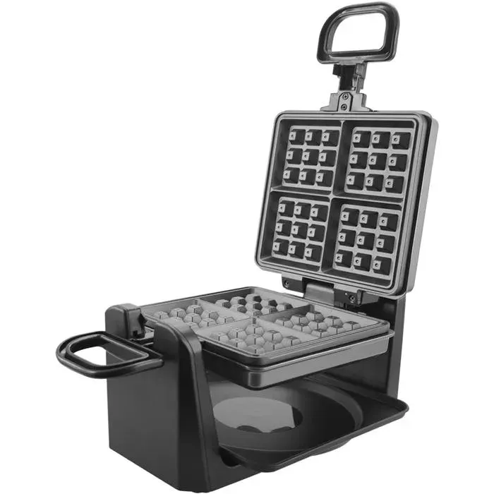 Gaufrier Rotatif Pour 4 Gaufres Belges En Même Temps Avec Fonction Rotative Professionnelle Plaques Antiadhésives Régulat[PE580]