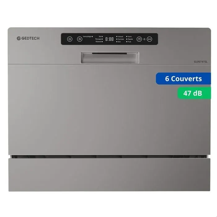 GEDTECH - Lave vaisselle Table Top GLV6T47SL - 6 couverts - 47 dB - Dpart diffr