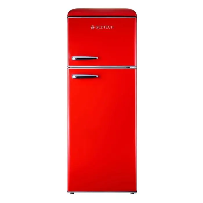 GEDTECH Refrigerateur double-porte vintage GDPV215RD - Congélateur haut - Rouge - Capacité 215L - Faible conso