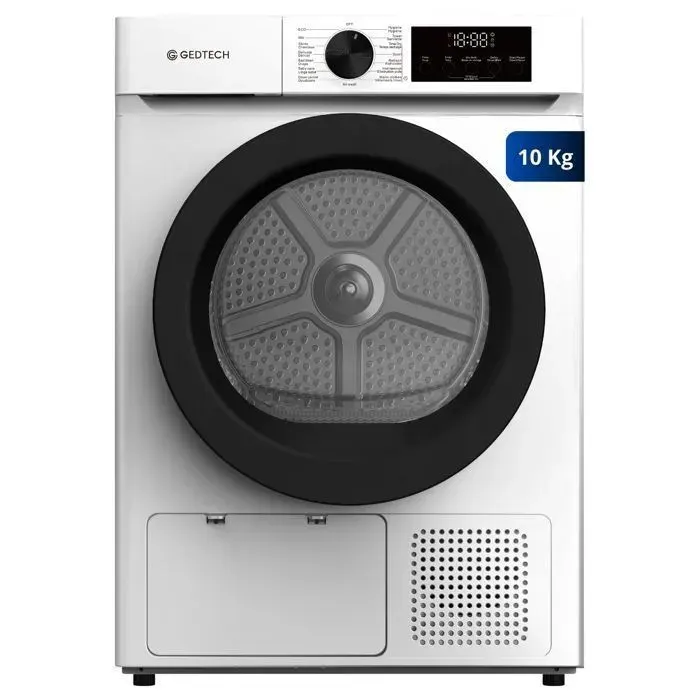 GEDTECH Sèche-linge pompe à chaleur SL10HPE - 10 Kg - L60cm - 16 programmes - Départ différé - Grande capacité - Classe E