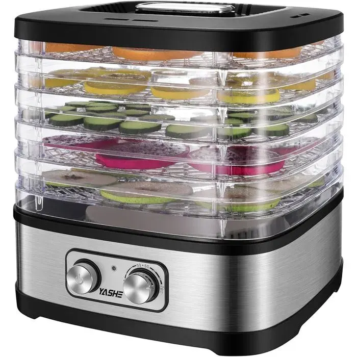 GGJ-261A Déshydrateur Alimentaire-YASHE 5 Plateaux Réglables en Hauteur Deshydrateur de 240 Watts pour Fruits et Légumes