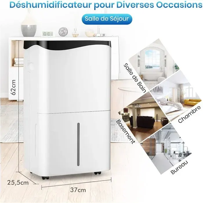 GIANTEX 50L/Jour Déshumidificateur dAir pour 60 M²-4 Modes2 VitessesMinuterie 24HWIFIRéservoir dEau 5L