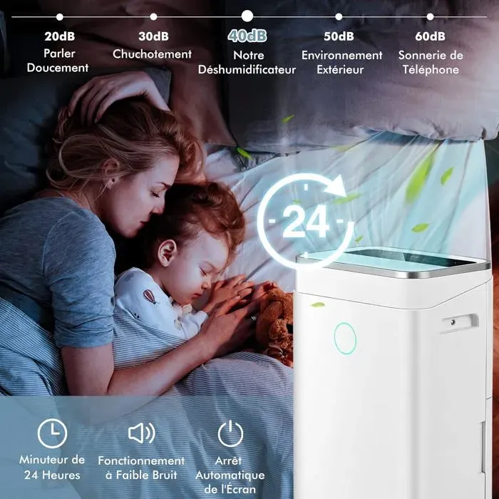 GIANTEX Déshumidificateur 25L/JourDéshumidificateur électrique avec Réservoir dEau 65 LMinuterie 24H&2 Vitesse du Vent