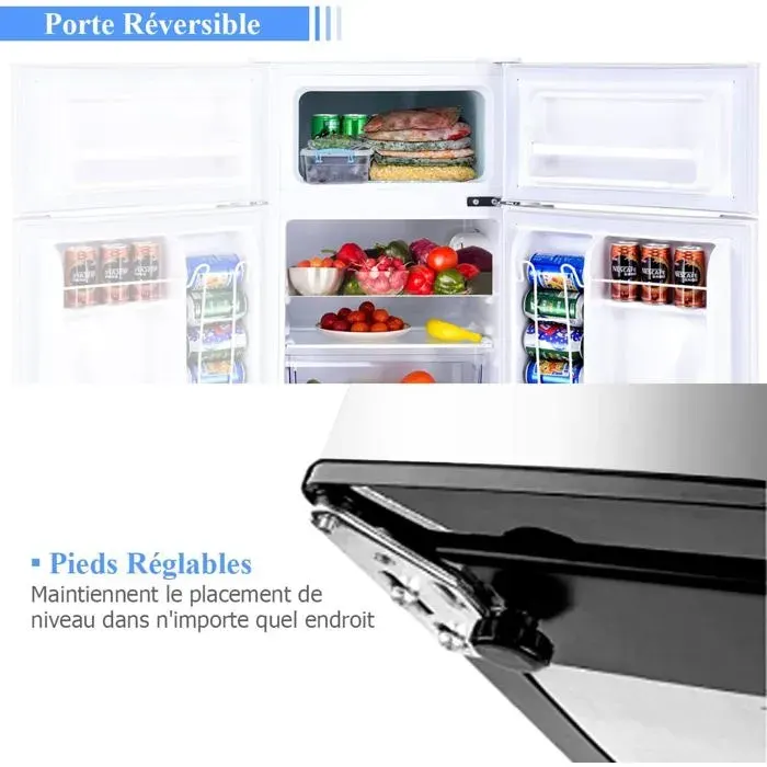 GIANTEX Réfrigérateur 90 L avec Mode Réfrigération/FraîcheurFrigo Silencieux avec Températures RéglablesBlanc