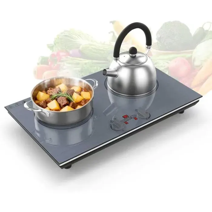 Gihetku Plaque Inductione 220V 3600W Plaque De Cuisson Electrique Avec Commandes Tactiles Led 9 Niveaux De Puissance Sécurité E
