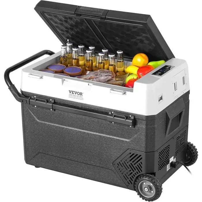 Glacière compression 60 L avec roulettes frigo portable -20°C à 20°C camping bateau