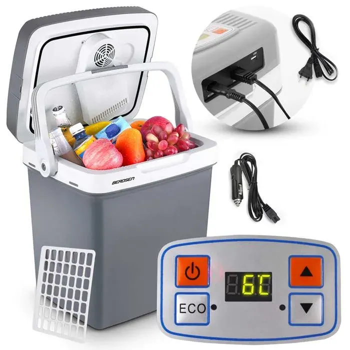 Glacière de voyage - JANSHOP - 26 litres - Mode ECO - Refroidissement à 0°C - Chauffage à +65°C - Affichage électronique