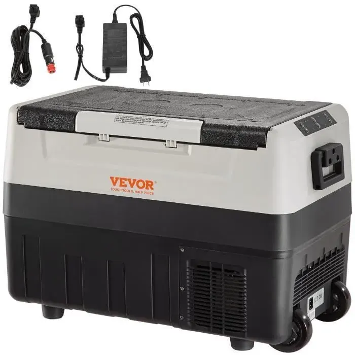 Glacière Électrique Portable de 35 L Réfrigérateur de Voiture Portable 12/24 V CC 100-240 V CA Frigo Voiture Double Zone