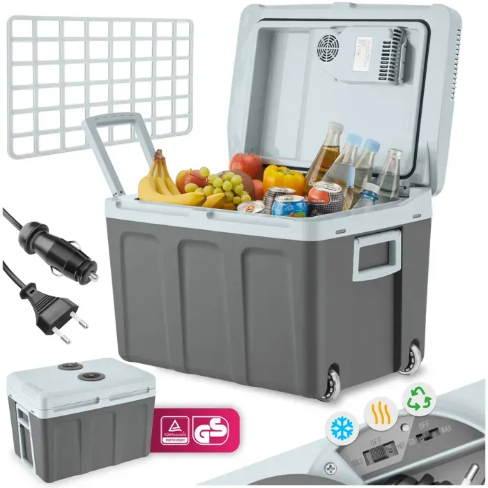 Glacière électrique - TECTAKE - Glacière chaude et froide 40 L Avec roulettes 12 V / 230 V pour la voiture et la prise de - Gris