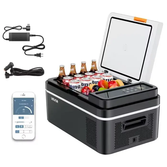 Glacière Électrique VEVOR à Compresseur 15 L 12/24 V et 110/240 V - Réfrigérateur Portable Gris