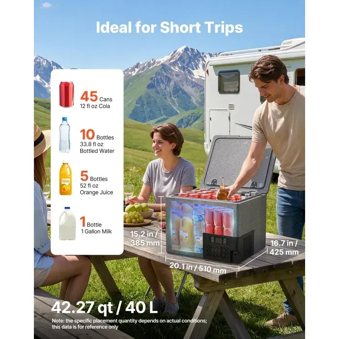 Glacière Électrique Voiture 12/24 V CC 40 L Réfrigérateur Portable Ultra-léger en EPP pour Camping Voyage Plage Pêche Mini Frigo…