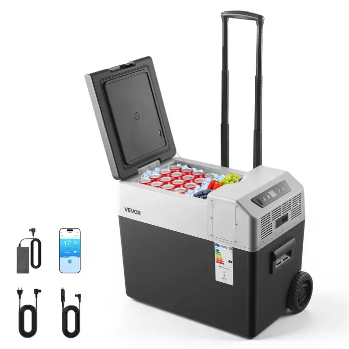 Glacière Électrique Voiture et Maison-VEVOR-Réfrigérateur Portable 40 L 12 V/24 V CC et 100-240 V CA pour Camping Voyage