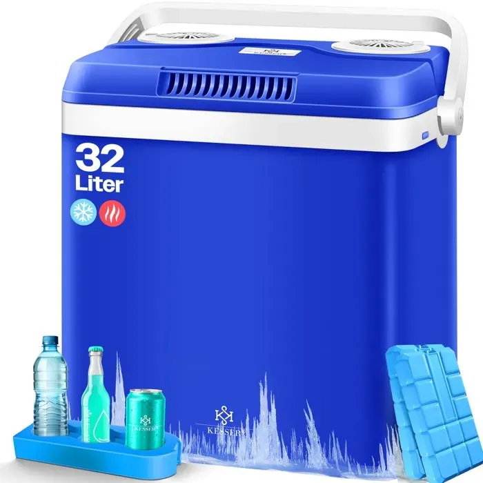 Glacière thermoélectrique bleue - KESSER - 32 L - 12 V et 230 V - Fonction refroidissement et chauffage