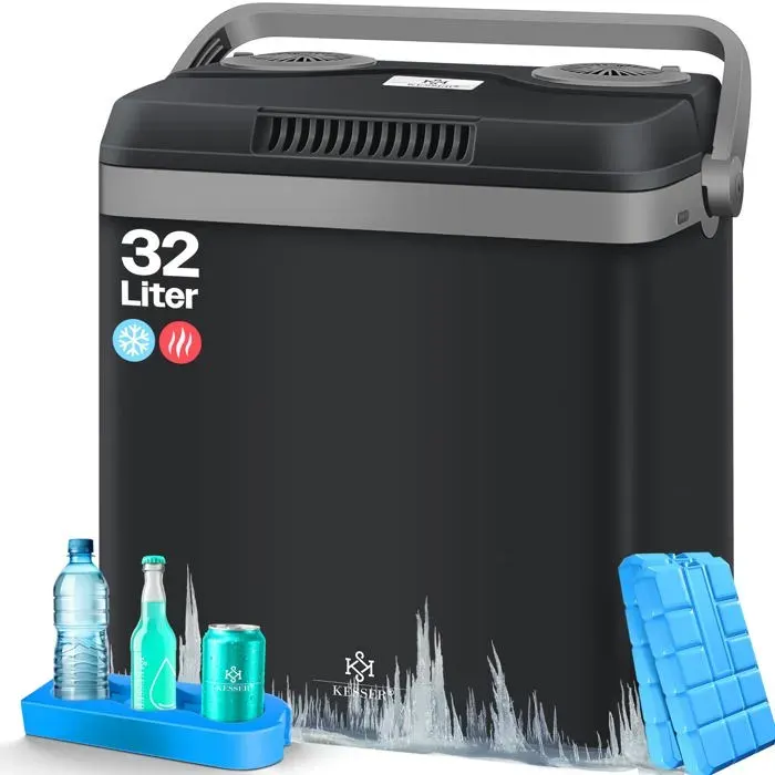 Glacière thermoélectrique noire - KESSER - 32 L - Refroidissement et chauffage - 12V et 230V - Modes MAX et ECO