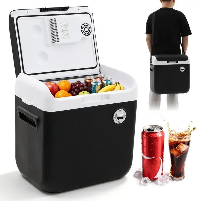 Glacière Voiture Portable VELPAX 25L Refroidissement Chauffage Eco Max Double Tension 12V 230V Camping Bateau PêcheHW25L Noir