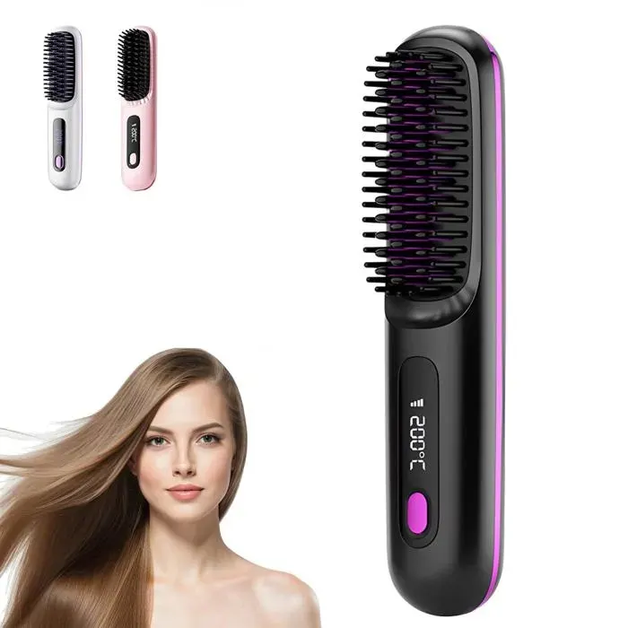 Go Brush Pro Brosse À Cheveux Lisse Sans Fil Charge noir