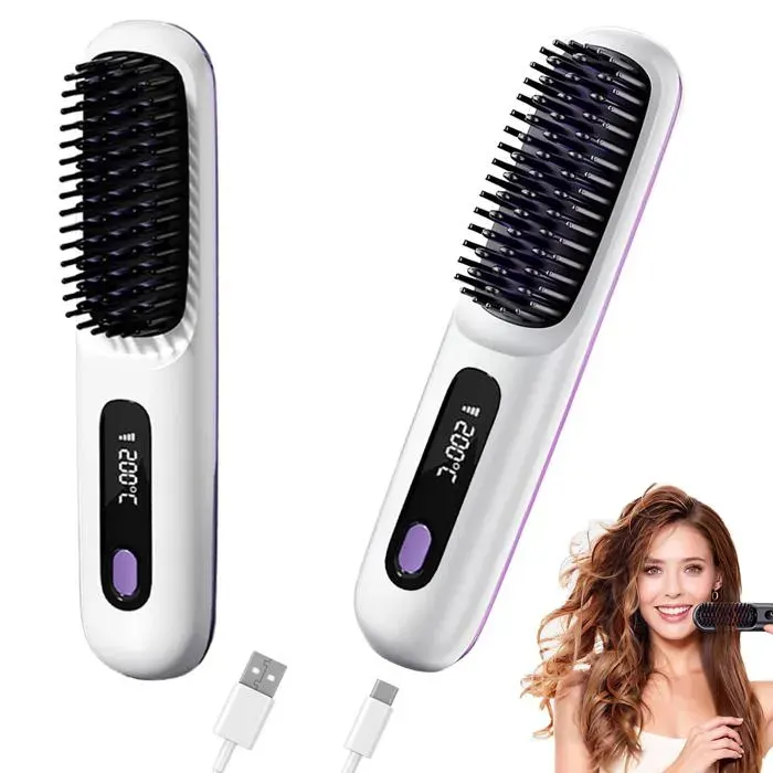 Go Brush Pro Brosse à lisser 2-en-1 sans fil rechargeable batterie 4000mAh Meoiruery