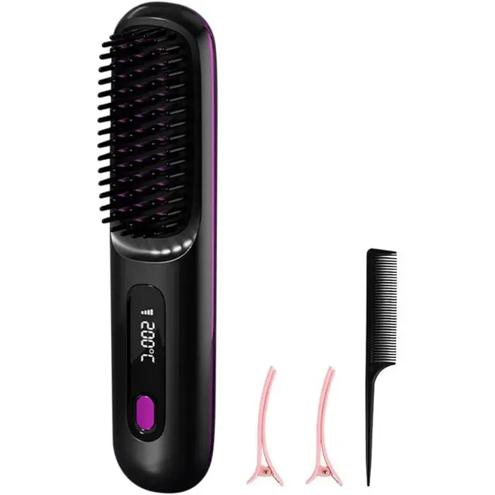 Go Brush Pro Peigne Chauffant Portable Avec 3 Modes De Température Brosse Lissante Sans Fil Pour Coiffer Les Cheveux Voyage[Z121]