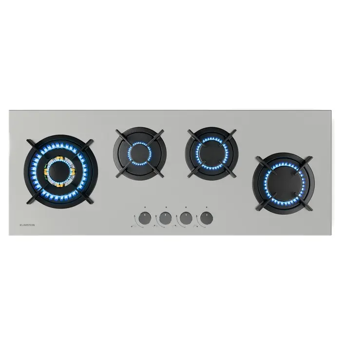 Goldflame Slim 90cm Plaque de Cuisson à Gaz 4 Feux Argent