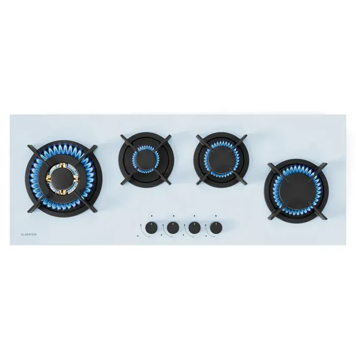 Goldflame Slim 90cm Plaque de Cuisson à Gaz 4 Feux Blanc