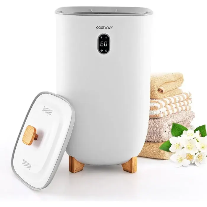 GOPLUS Grand Chauffe Serviettes Esthetique 35L avec Chauffage PTC & Support pour Disque Parfumé Minuterie et Arrêt Automatique