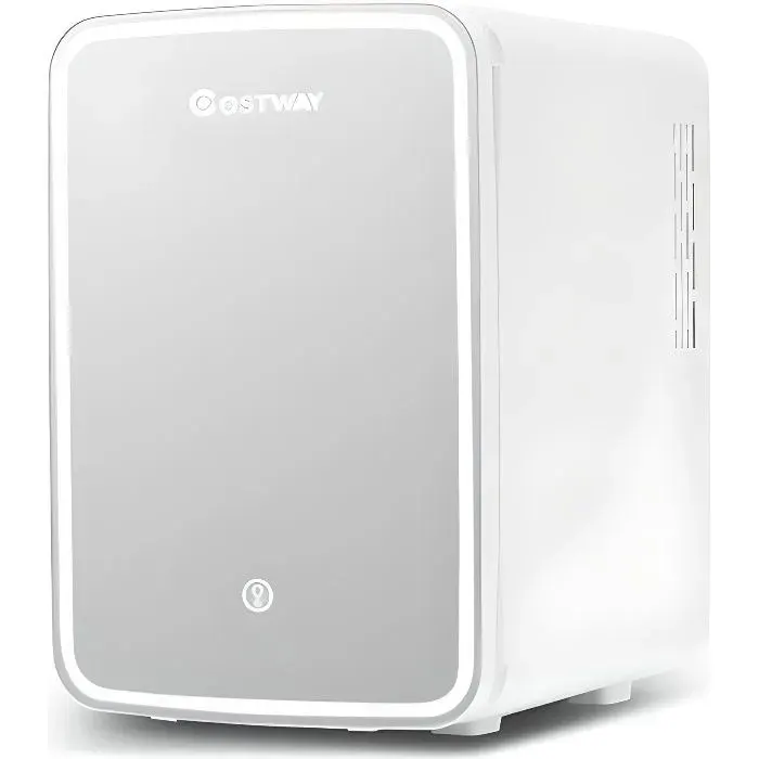 GOPLUS Mini Frigo 10 L avec Mode Froid/ChaudRéfrigérateur Silencieux avec Températures -5-50 °C et Miroir LEDpour Maison/Voiture