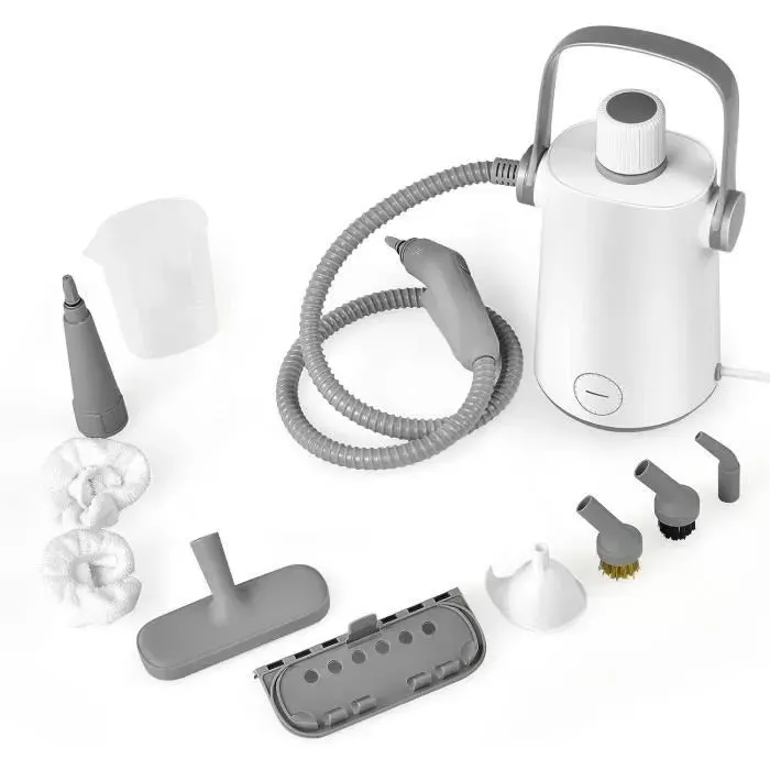 GOPLUS Nettoyeur Vapeur à Main 1000W avec 3 Bars de Pression Machine de Nettoyage à Vapeur avec Réservoir dEau 300 ml Gris+Blanc