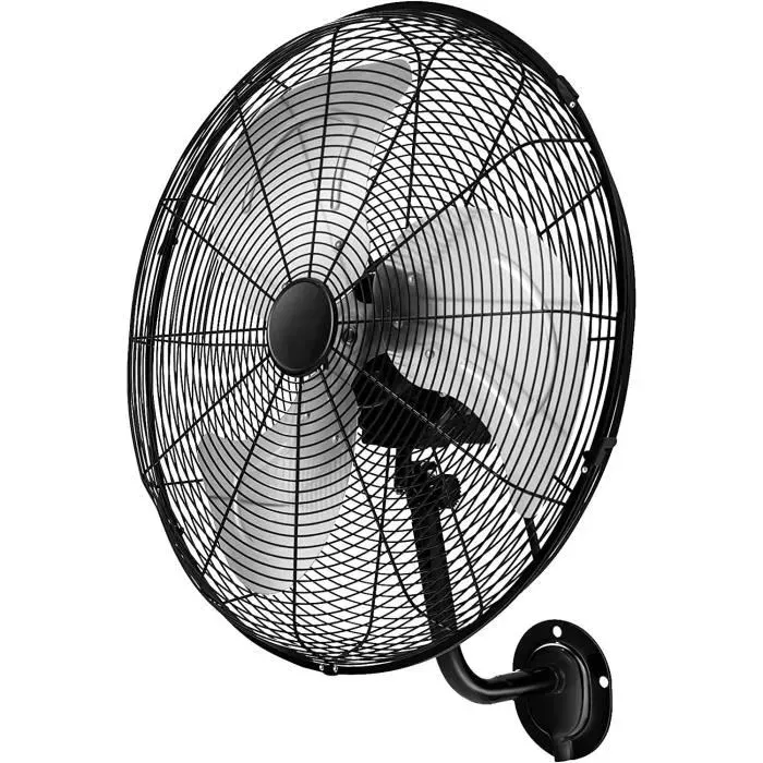 GOPLUS Ventilateur Mural Industriel avec 3 Pales Rotatives Aluminium3 Vitesses DisponiblesTrou dÉmission de ChaleurNoir