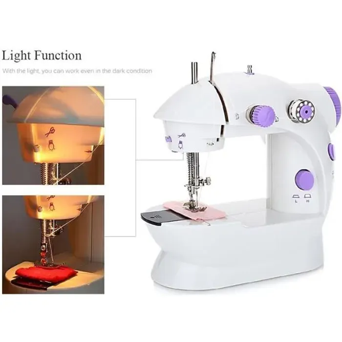 GORIFEI® Mini Machine à Coudre Électrique 2 Réglage de La Vitesse avec Lumière Pied Pedal Extension Table AC100-240 V