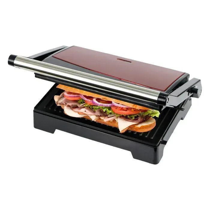 Gotoll Appareil Croque Monsieur Antiadhésive Sandwich Maker Grill électrique Presse Panini- Rouge