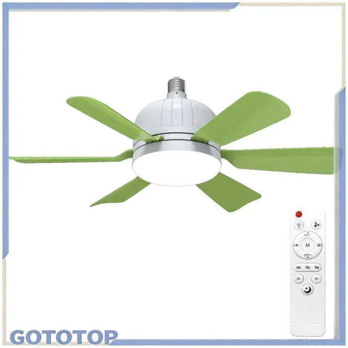 GOTOTOP Lampe de ventilateur de plafond moderne Ventilateur à pales de ventilateur amovible silencieux quincaillerie baladeuse Vert