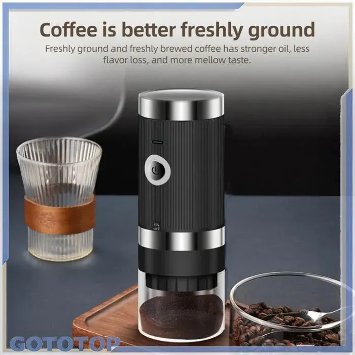 GOTOTOP Moulin à café (Vert) W309 Électrique Portable Bean Broyeur Usb Rechargeable Sans Fil De FR electromenager cafetiere Noir