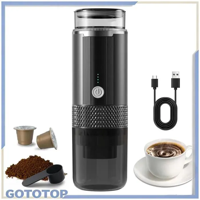 GOTOTOP petite cafetière Machine à café expresso électrique portable fonctionnement à un bouton electromenager cafetiere Noir