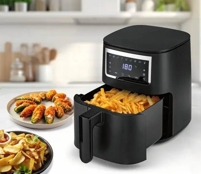 GOURMETmaxx Friteuse à air chaud numérique 2x4L 1300W écran tactile noir mat