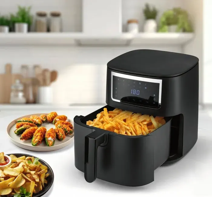 GOURMETmaxx Friteuse à air chaud numérique 7l 1700W noir mat/inox