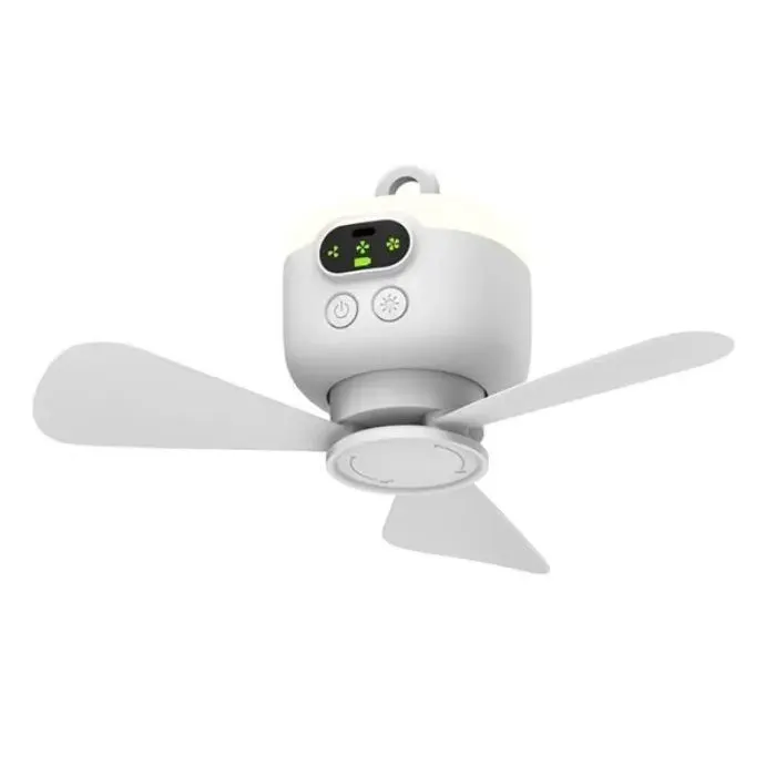 Grand Ventilateur de Plafond à Vent Rechargeable par USB Lames Amovibles Lampe de Nuit Capacité de 8 000 MAh Ventilateur