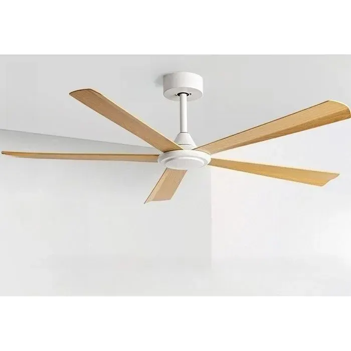 Grand ventilateur plafond moderne 112 cm 5 pales silencieux sans lampe 6 vitesses Effet bois — coloris Noir