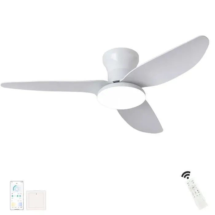 Grande Plafonnier Ventilateur de Plafond Salon Dimmable Télécmande LED Lustre Ventilateur De Plafond Réversi VENTILATEUR DE PLAFOND